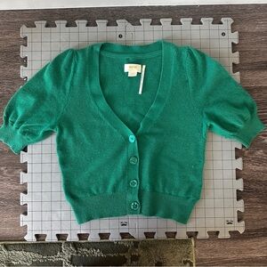 Maeve Green Button-Up Cardigan Short Sleeve